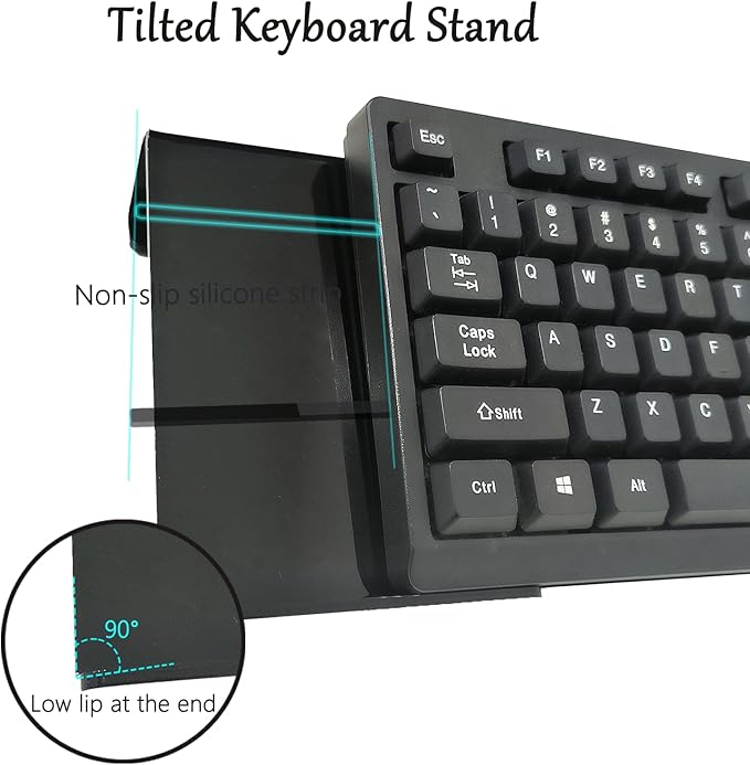 Computer Keyboard Stand with Gel Wrist Rest Set Keyboard Tilted Riser Wrist Pad for Keyboard and Mouse Easy Typing Ergonomic Acrylic Transparent Keyboard Tray Holder for Desktop Office Home Black 3PCS