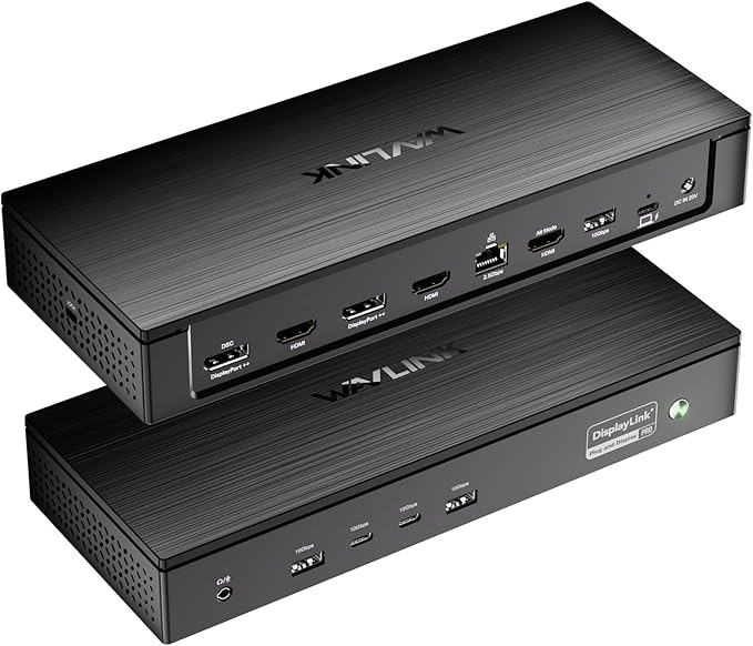 WAVLINK Pro Docking Station 5 Monitors, Up to Five 4K Displays for Mac & Windows, DisplayLink Dock with PD100W, 2X DP 1.4(120Hz), 2X HDMI 2.0, Alt HDMI, 2.5Gbps Ethernet, Driver Required DL7400