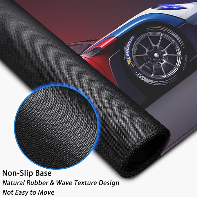 Mouse Pad Mouse Mat Large,Stitched Edges Non-Slip Waterproof Rubber Base Mouse Mat for Office Home Work Gaming(31.5X11.8 in) (Car)