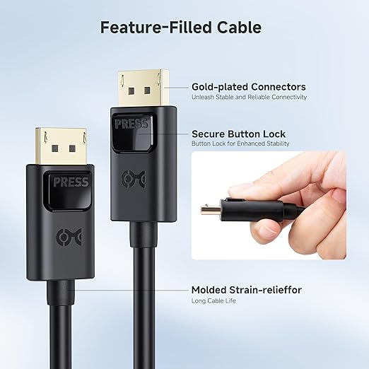 Cable Matters 4K Short DisplayPort to DisplayPort Cable - 3ft, Supports up to 4K@60Hz, 2K@144Hz, Male to Male Computer Monitor Cable, DP Cord, Black