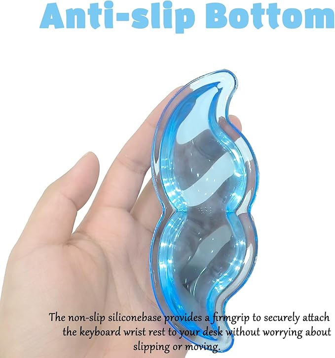 Gel Wrist Rest for Keyboard and Mouse Transparent Blue Mustache Elbow Pad Cushion Ergonomic Cute Clear Cool Mouse Wrist Pad Silicone Non-Slip Support for Computer Gaming Home Office Men Hand Pillow