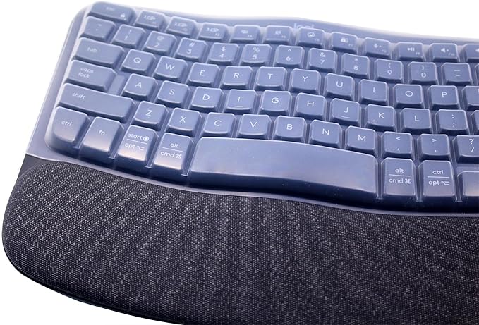 Silicone Keyboard Skin Cover Compatible for Logitech Wave Keys Wireless Ergonomic Keyboard & Logitech Wave Keys MK670, Clear