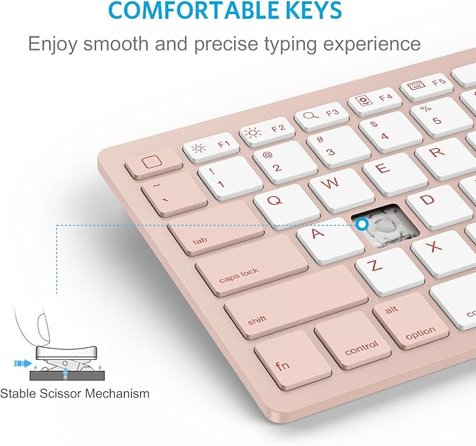OMOTON Bluetooth Keyboard Compatible with iPad A16 11th 10th Generation, iPad 10.2 (9th/8th/7th), iPad Pro 13/12.9/11 inch, iPad Air/Mini and More iOS Devices, Pink & Pearl White