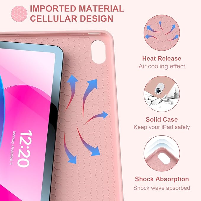 for iPad 11th 10th Generation Case with Keyboard 10.9 Inch 7Color Backlit Detachable Wireless BT Keyboard Folio Protective Case with Pen Holder for New iPad 10th Generation 2022 (Pink)