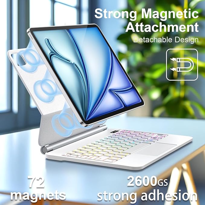 Keyboard Case for iPad Air 13 inch (M4/2026 / M3 2025/M2, 2024),iPad Pro 12.9 inch (3/4/5/6th Gen)，Magic-Style Magnetic – Floating Cantilever Stand – Backlit Keyboard Case with Multi-Touch Trackpad