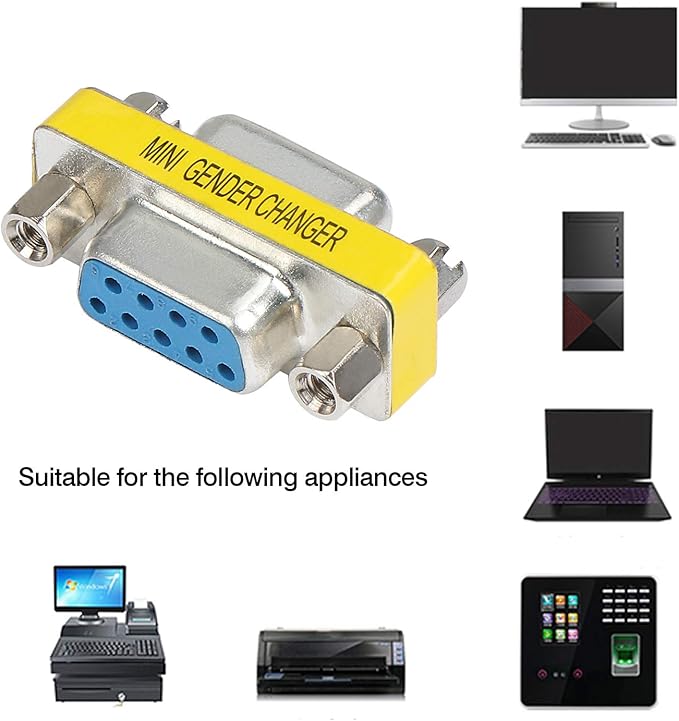 abcGoodefg 9 Pin DB9 Cable Gender Changer Female to Female VGA Gender Changers Coupler Adapter 10 Pack