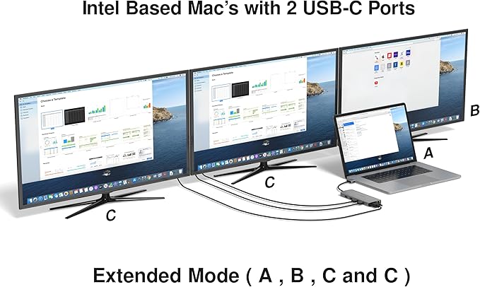 EZQuest USB C Hub 13 in 2 with 2 HDMI 4K, VGA, 1GBS Ethernet, 2USB A 3.0 Ports, 2 USB A 2.0 Ports, SD/Mico SD and Audio Port for Work and Travel - for MacBook Pro & Air