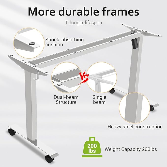 farexon Electric Standing Desk Adjustable Height, 63x24 Inches Computer Desk with Rolling Wheels, Mouse Pad,Multifunctional Stand up Desk for Home/Office(Oak Gray)