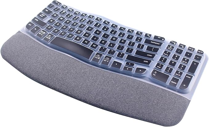 Silicone Keyboard Skin Cover Compatible for 2023 Logitech Wave Keys Wireless Ergonomic Keyboard & Logitech Wave Keys MK670 Keyboard Protector (Black)