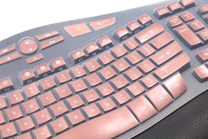 Silicone Keyboard Skin Cover Compatible for Logitech K350 MK550 MK570 Wireless Wave Keyboard, Logitech K350 MK550 MK570 Keyboard Skin (Rose Gold)