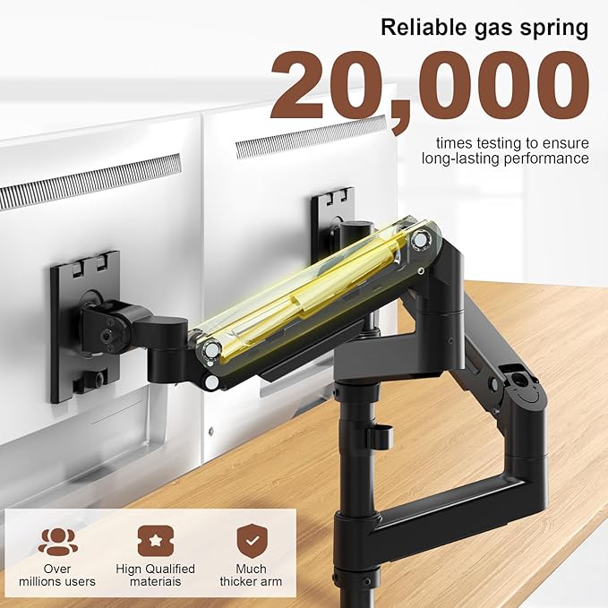 Dual Monitor-Arm Heavy-Duty for 17-49-inch Screens - Premium Vertical Stacked Dual Monitor Arm Desk Mount for Ultrawide Screens up to 44lbs, Fully Adjustability, VESA 75/100 mm, Black