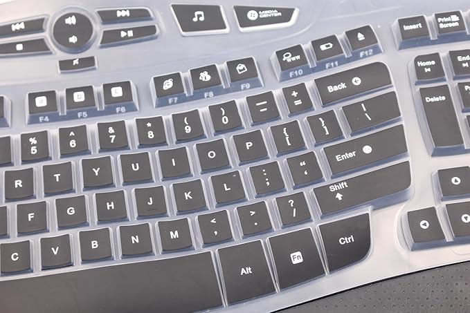 Silicone Keyboard Skin Cover Compatible for Logitech K350 MK550 MK570 Wireless Wave Keyboard, Logitech K350 MK550 MK570 Keyboard Skin (Black)