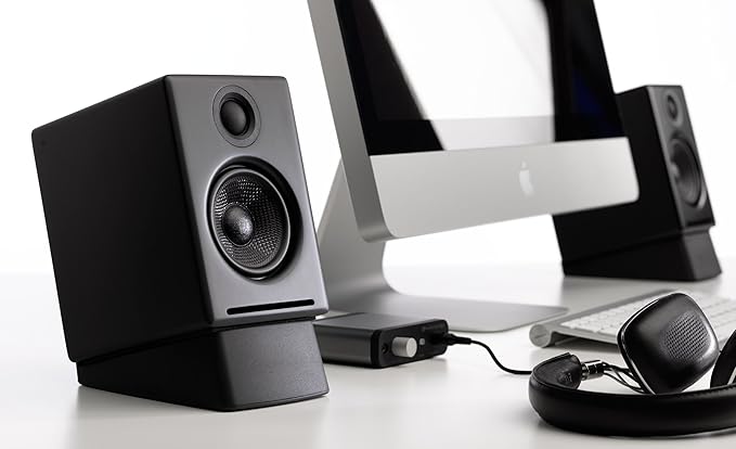 Audioengine A2+ Desktop 24 Bit Wireless Bluetooth Desktop Speakers - 60W Computer Speakers for Music and Gaming