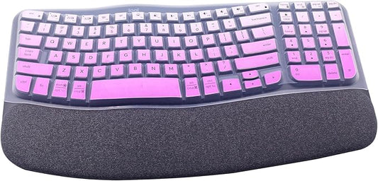 Silicone Keyboard Skin Cover Compatible for 2023 Logitech Wave Keys Wireless Ergonomic Keyboard & Logitech Wave Keys MK670, Logitech Wave Keys Keyboard Protector (Ombre Purple)