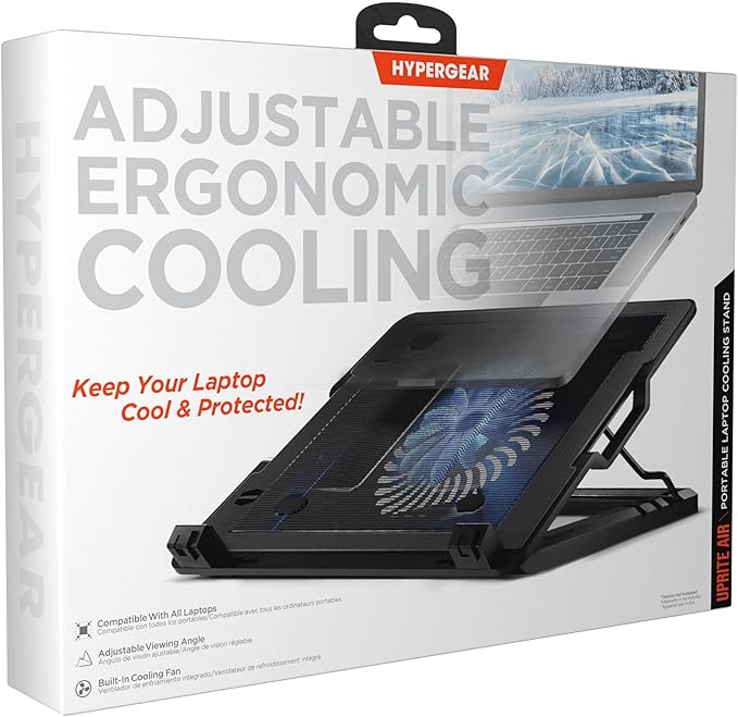 HyperGear Laptop Cooling Pad for 10-16 Inch Laptop Cooler, Adjustable Gaming Computer Cooling Pad, Built-in Computer Fan USB Powered for MacBook Pro Air & More for Gaming, Collapsible for Traveling