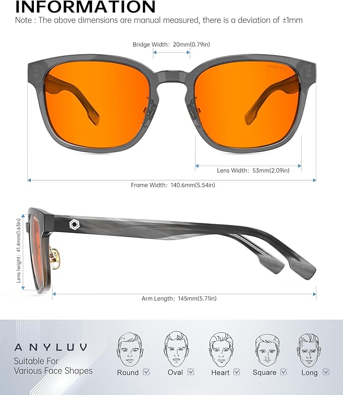 ANYLUV Blue Light Glasses Men Women Computer Gaming Glasses Anti Eyestrain Lightweight Blue Light Blocking Glasses