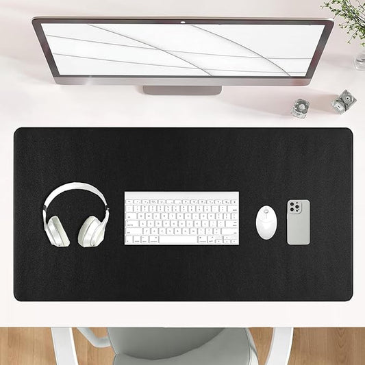 Black Leather Desk Mat Large Mouse Pad, Waterproof Desk Pad for Keyboard and Mouse, Non-Slip Computer Desk Protector, Smooth Mouse Movement Desk Mat for Home and Office(31.5"×15.7")