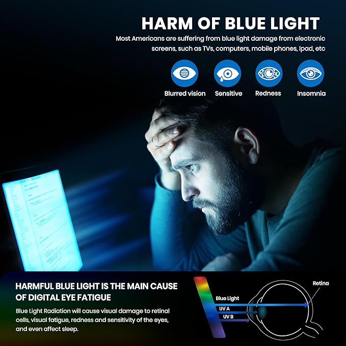 Cyxus Blue Light Glasses Men Women Retro Semi Rimless Browline Blue Light Glasses for Computer Eye Strain Gaming Glasses Anti Harmful Blue Light 8056T54