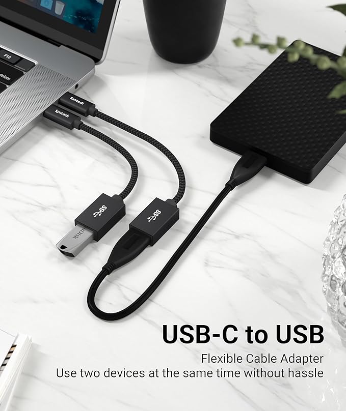 Syntech USB C to USB Adapter, 2 Pack USB C to USB 3, 10Gbps Type C, Thunderbolt 3 to USB Female Adapter OTG Cable Compatible with iPhone 17/16/15 Pro Max, iPad mini 6, MacBook Pro/Air/Neo, Black