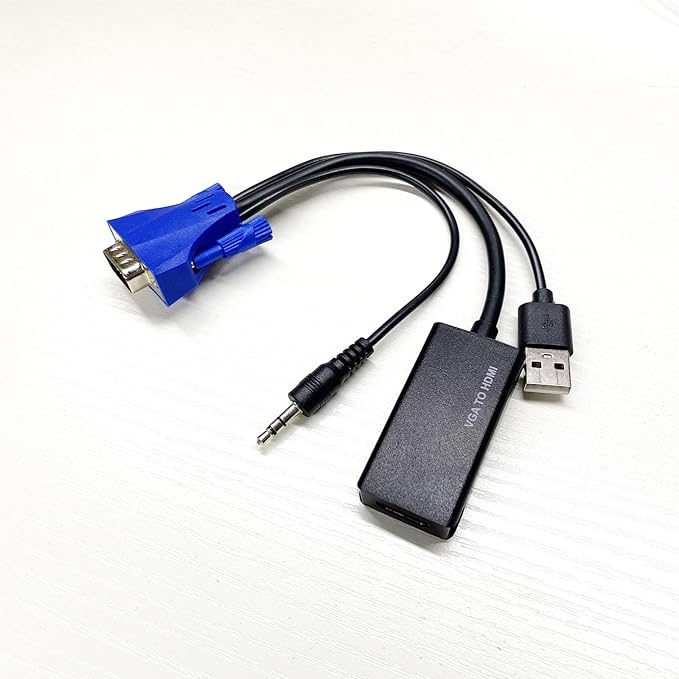 MT-VIKI VGA to HDMI Adapter 【Uni-Directional】,1080P Converter with Audio+USB Power 【Must BE Connected】 from VGA Computer/Laptop to HDMI TV/Monitor, Male to Female