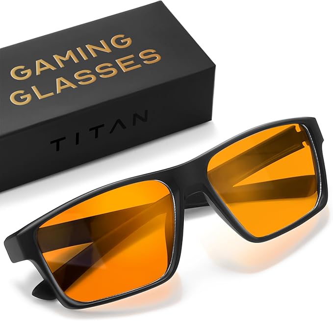 Titan Gaming Glasses, Blue Light Blocking, Night Driving Glasses for Men, Computer Protection, Gift for Gamers
