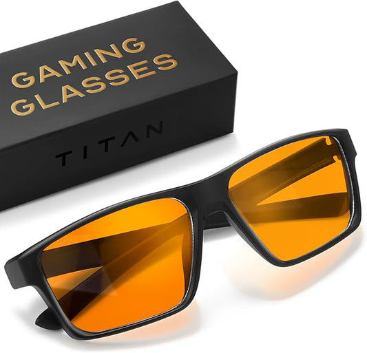 Titan Gaming Glasses, Blue Light Blocking, Night Driving Glasses for Men, Computer Protection, Gift for Gamers