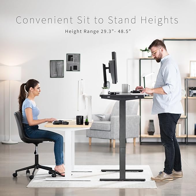 VIVO Electric 43 x 24 in Standing Desk, Memory Height Adjustment, 1B Series, Holds 220 lbs, Black Top, Black Frame, DESK-1B4B