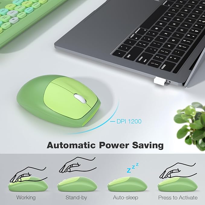 MOFII Wireless Keyboard and Mouse Combo Silent, Slim Compact 2.4G USB Full Size Wireless Mouse and Keyboard Combo, Cute 110 Keys for PC, Notebook, MacBook, Tablet, Laptop, Windows System
