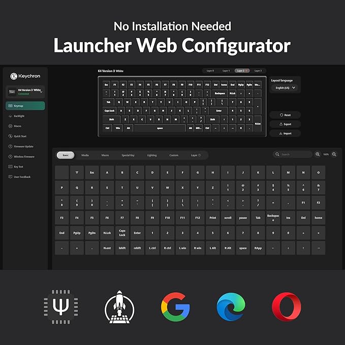 Keychron K4 96% Layout QMK Wireless and Wired Options Mechanical Keyboard, White Backlight Brown Switch, Hot-swappable, Paired with Shine-Through Double-Shot PBT Keycaps for Mac Windows - Version 3