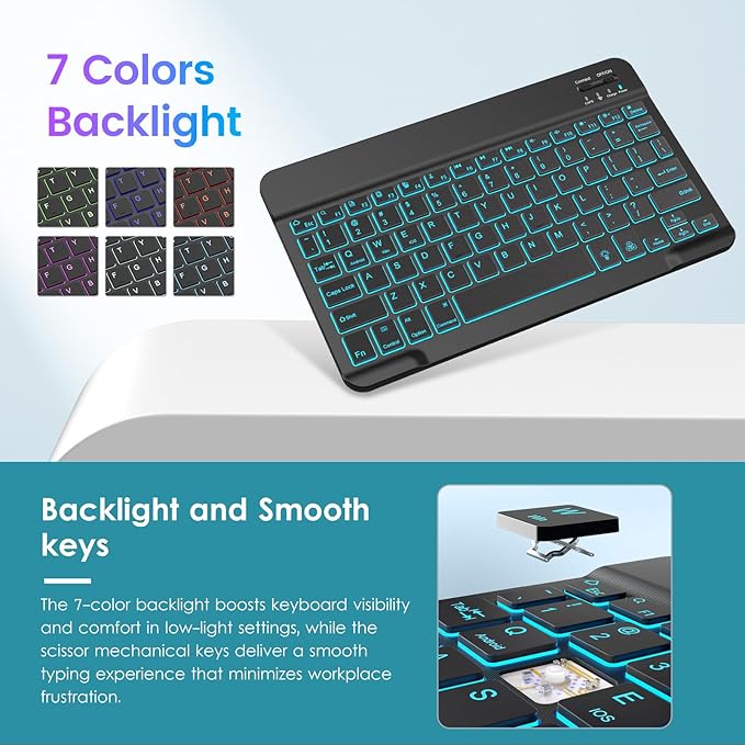 VIKESI Keyboard Case for iPad (A16,2025) 11th Generation/iPad 10th Generation Case (10.9" 2022),Premium Leather Smart Cover,Built-in Breathing Light,Function Row,Pencil Holder,Card Slots-Gold Texture