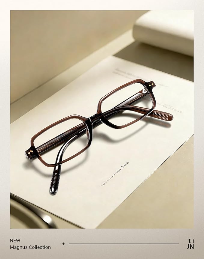 TIJN Magnus Square Blue Light Blocking Glasses for Women Men,Rectangular Computer Glasses for Gaming Work Screen Use,TR90