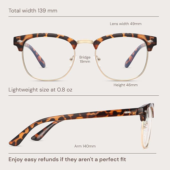 racico Blue Light Glasses for Men – Computer Gaming Blocking Glasses Anti Eyestrain, UV Clear Lens, Vintage Blue Blockers