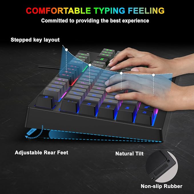 BlueFinger RGB 87 Keys Gaming Keyboard and Backlit Mouse Combo, USB Wired Rainbow Keyboard, Gaming Keyboard Set for Laptop PC Computer Game and Work(Black & Gray)