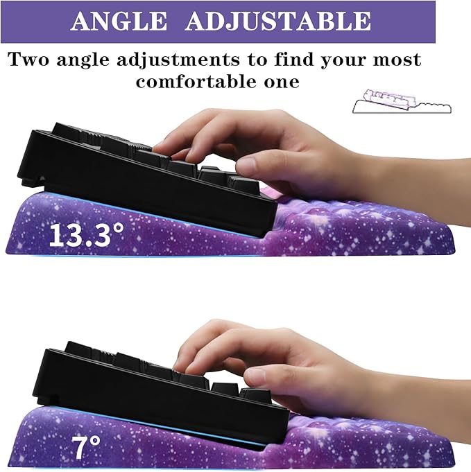 Ergonomic Keyboard Stand with Wrist Rest, Computer Wrist Support Pad, Tilted Keyboard Riser Holder Lift Tray with Wrist Pad, Easy Typing, Comfy Soft Memory Foam Desk Cushion for Office Home