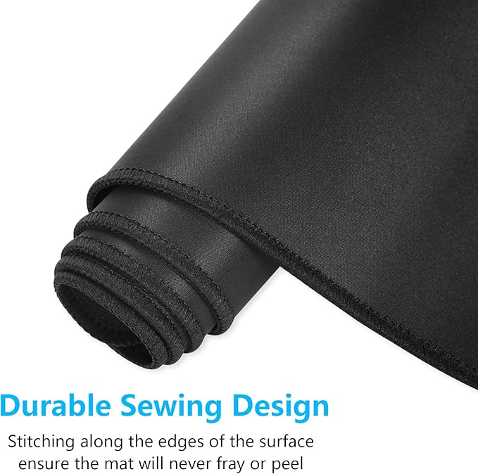Dapesuom Large Gaming Mouse Pad, Extended Mouse Mat with Stitched Edges, Full Size Keyboard Pad with Non-Slip Base, Big XXL Computer Desk Mats for Gamer, Laptop, Office, 35.5 x 15.7in, Jet Black