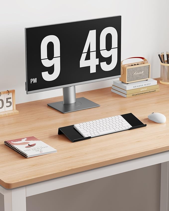 Acrylic Computer Keyboard Stand for Desktop (Black), Ergonomic Keyboard Tilted Elevated Rack Key Board Tray Holder Riser Stand for Office Home Desk Work Supplies