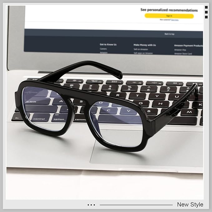 Aviator Blue Light Blocking Glasses for Women Men Square Flat Top Computer TV Eyeglasses Anti Eyestrain