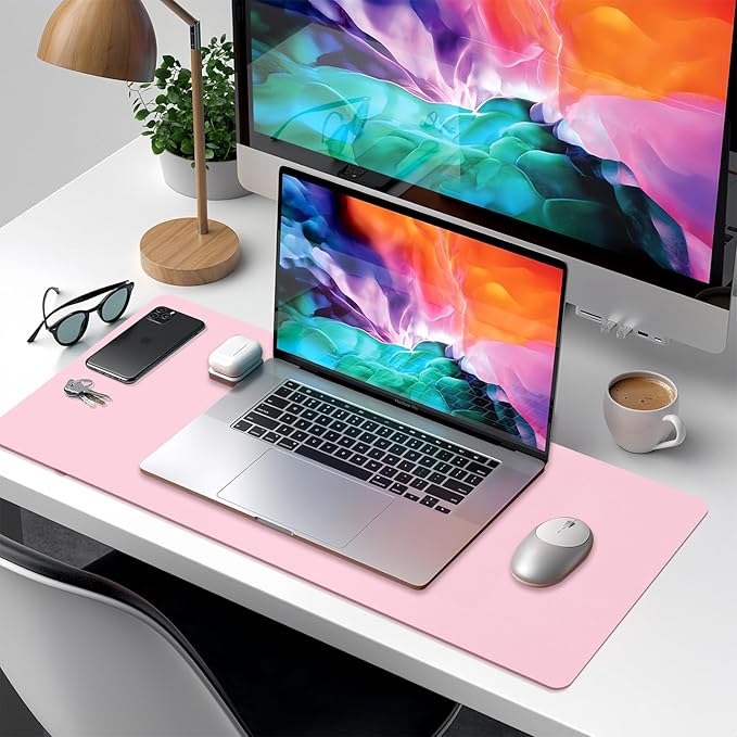 Dry Erase Desk Mat, Waterproof Desk Pad, Erasable Writing White Board for Making Plans, Non-Slip Large Desktop Protector for Office, Home, School 31"x13"(Pink)