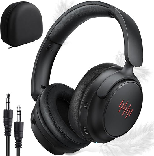 ANC Wireless Headphones with Case, Active Noise Canceling Over Ear Bluetooth Headset with Mic, Deep Bass Lightweight Cordless Headphone for iPhone 17 Air 16 Pro Max S26 S25 Travel Home Office TV