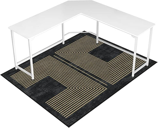 Office Chair Mat for Hardwood Floor&Tile Floor,48"X 60" Heavy Duty Desk Chair Mat for Hard Floors,Under Desk Rug for Rolling Computer Chair,Anti Slip,Low Pile Carpet Floor-Geo Black