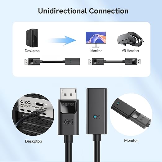 Cable Matters Active DisplayPort to DisplayPort Extension Cable - 25ft, Supports 8K 60Hz, 4K 240Hz DP Extension Cable 1.4, DP Male to Female