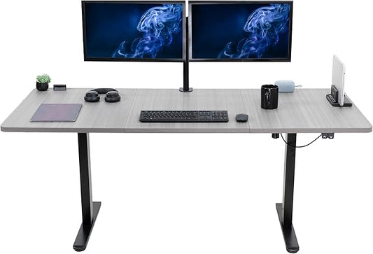 VIVO Electric 71 x 30 inch Stand Up Desk, Height Adjustable, Dark Gray Top Black Frame, Home and Office Furniture Sets, DESK-KIT-0B7G