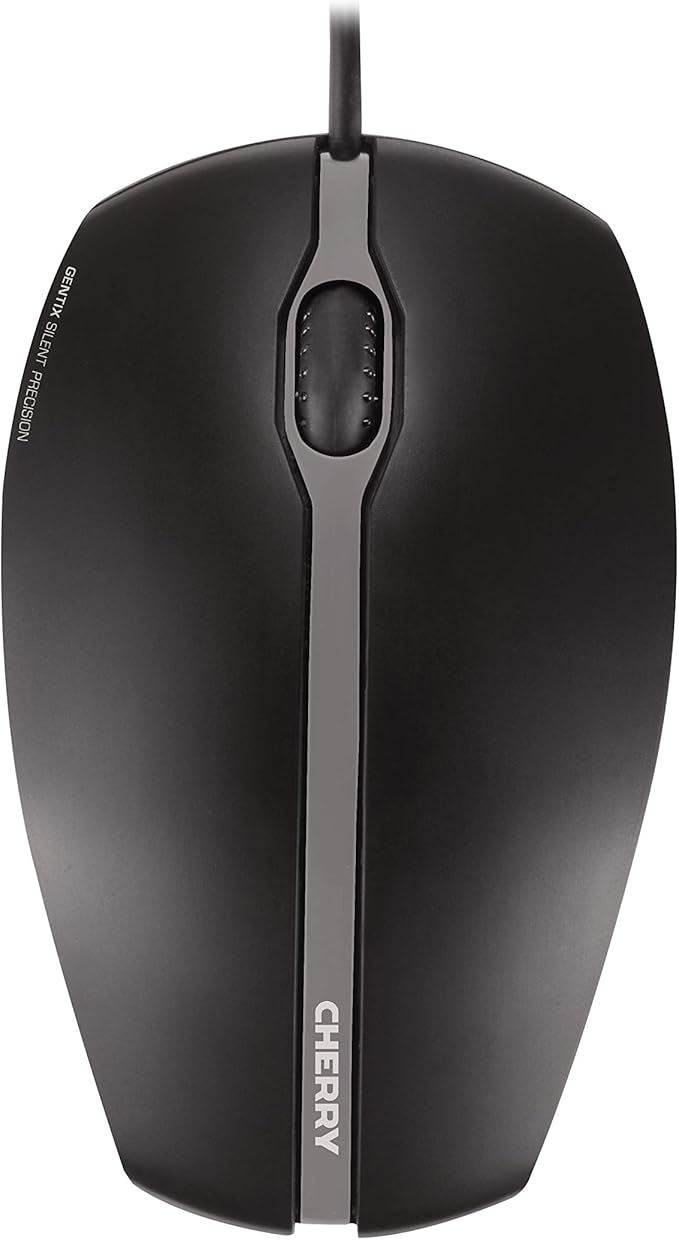 Cherry GENTIX Silent - Corded - Quiet Mouse - No clicking Noise - Rubber Sides - Symmetrical – Black