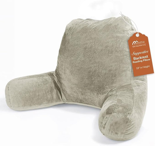 Sasttie Reading Pillow for Sitting in Bed Adult, Back Pillow for Bed Sitting Up, Backrest Back Support Chair Pillow, College Dorm Essentials for Girls and Boys, Linen Standard