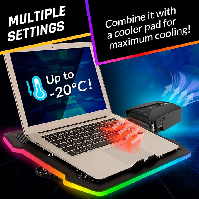 KLIM Tempest Laptop Cooler with Vacuum Fan - New - Gaming Laptop Fan with Display - Temperature Detection + Automatic/Manual Mode - 4000 RPM - Portable - Compatible with Laptop Cooling Pads