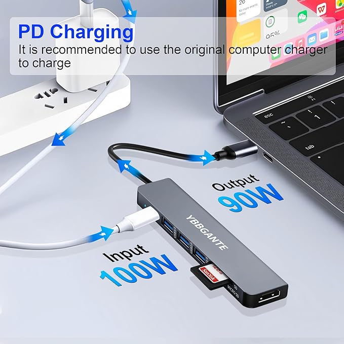 USBC Multiport Adapter USB c to USB hub 7 in 1 dongle Adapter USB c hub multiport Adapter with SD Card Reader 100W PD 4K30hz hdmi USB hub USB C Adapter for MacBook Pro USB-c hub for mac