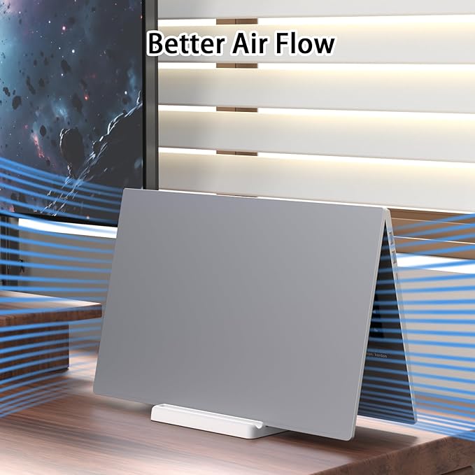 Vertical Laptop Stand Holder - Adjustable ABS Plastic Laptop Holder Vertical, Space-Saving 4 in 1 Compatible with All MacBook Pro Air, Mac, HP, Dell, Microsoft Surface (White)