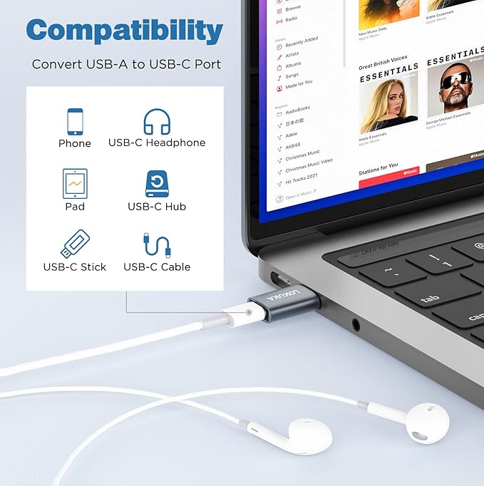 USB C to USB A Female Adapter (3 Pack), 5 Gbps USB 3.0 Female to USB Type C Male OTG Adapter Converter Compatible with MacBook, Microsoft Surface, Pad, Samsung Notebook, Galaxy, etc, Gray