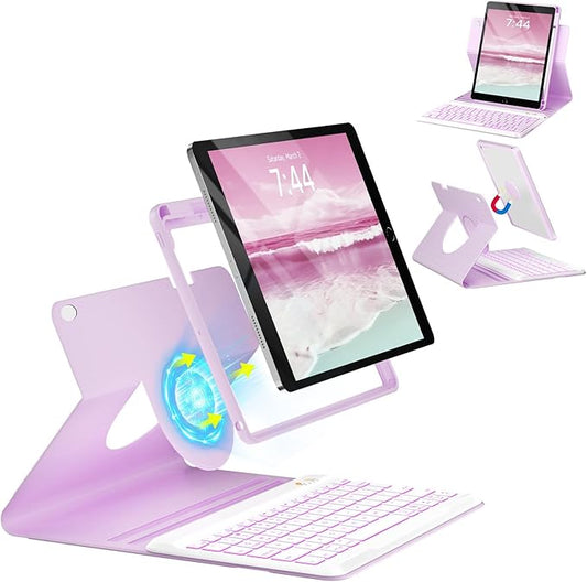 OYEEICE for iPad 6th Generation Case with Keyboard 9.7 inch - Detachable Backlit Keyboard, Upgraded Magnetic Cover with Pencil Holder for iPad Air 2nd Generation & iPad 6th/5th Gen - Purple