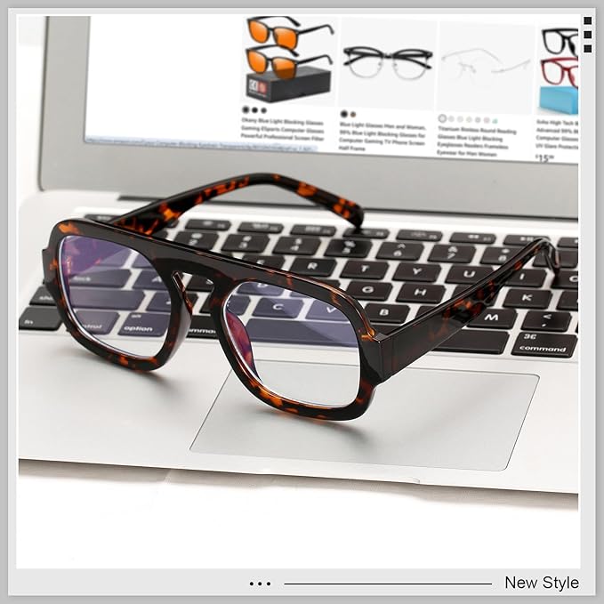 Aviator Blue Light Blocking Glasses for Women Men Square Flat Top Computer TV Eyeglasses Anti Eyestrain